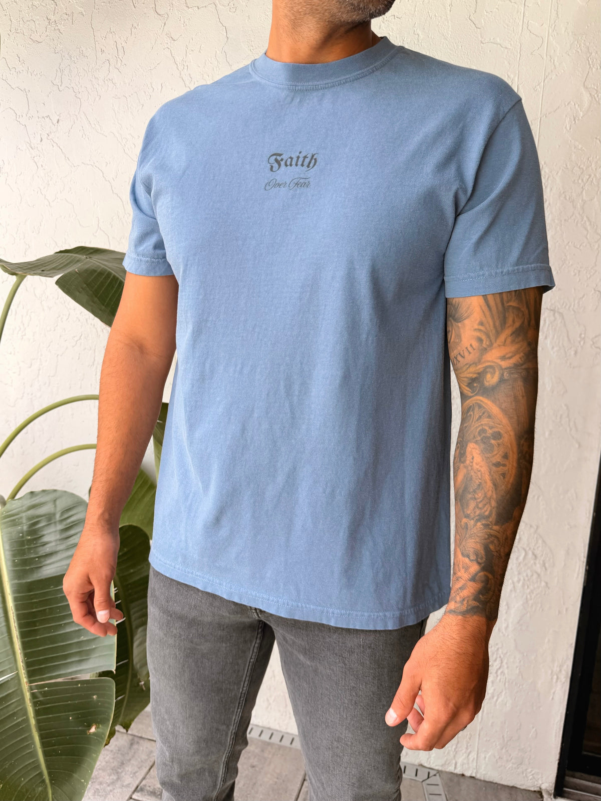 Faith Over Fear Old English Skate Tee