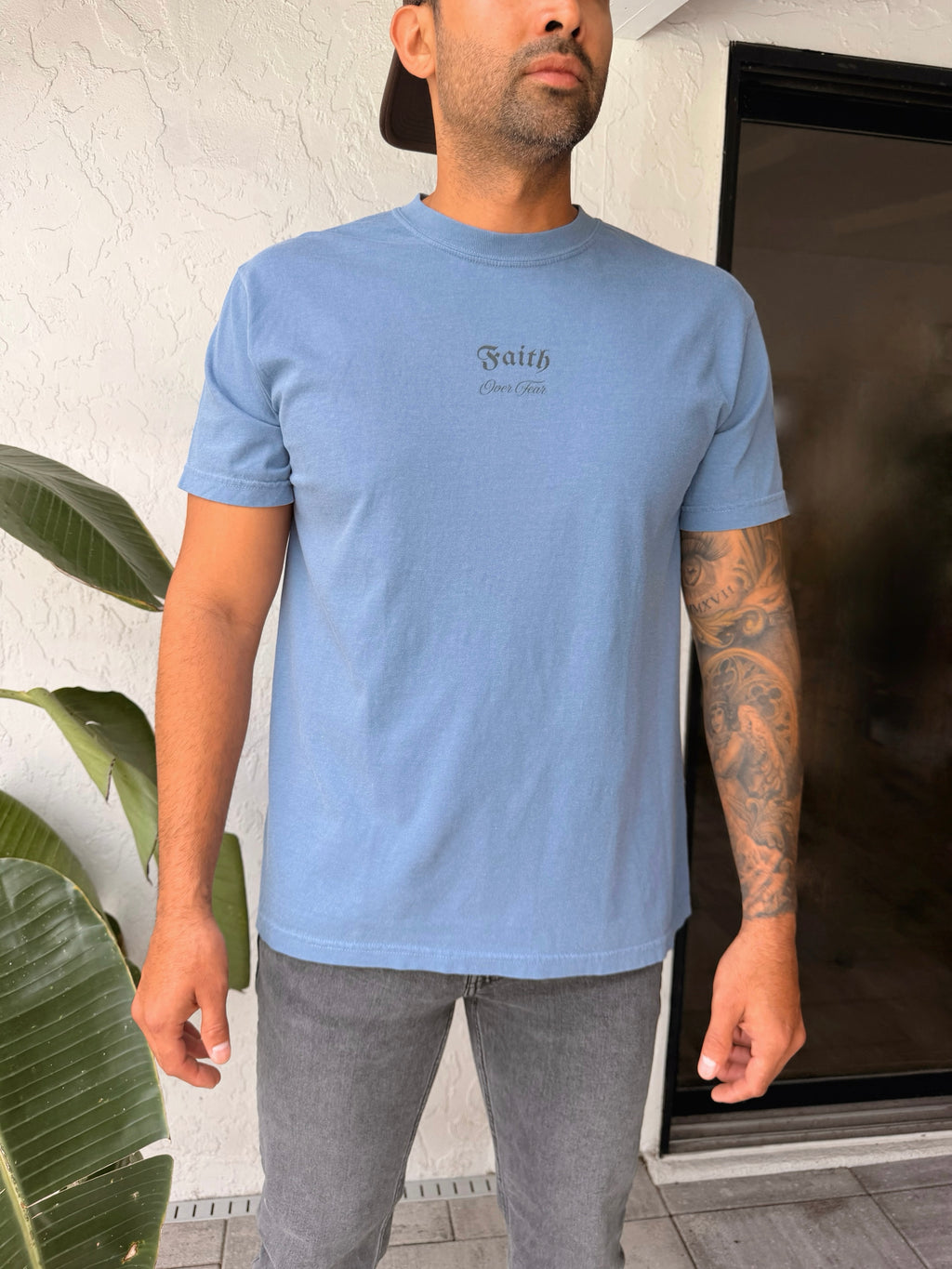 Faith Over Fear Old English Skate Tee