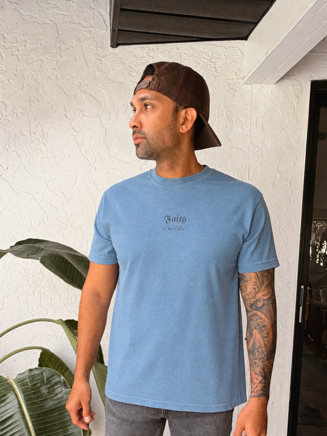 Faith Over Fear Old English Skate Tee