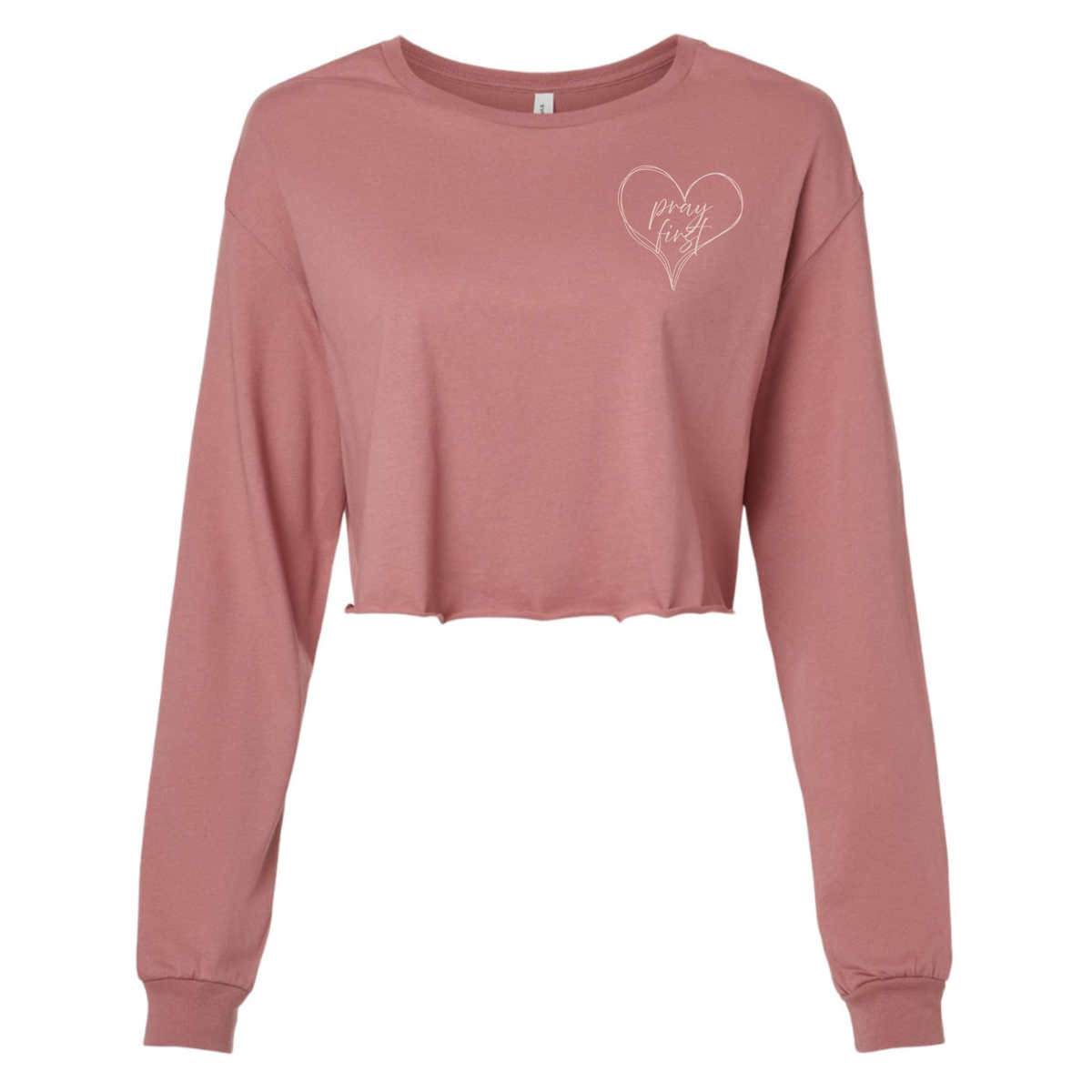Pray First Cropped Long Sleeve Tee