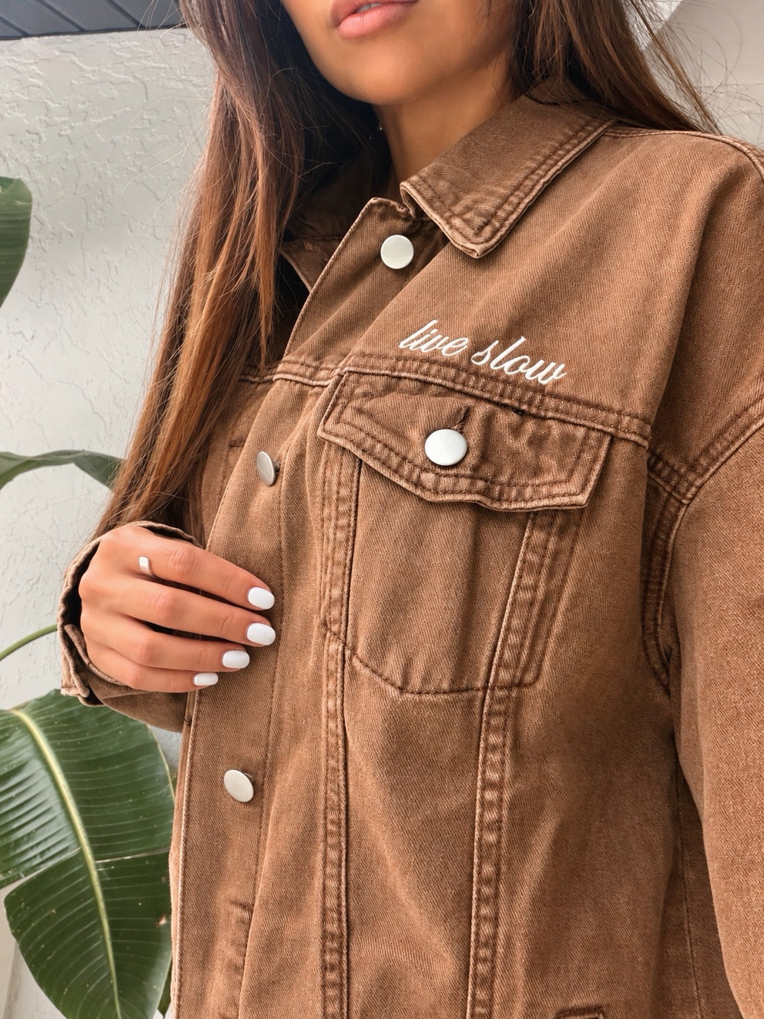 Live Slow Oversized Denim Jacket